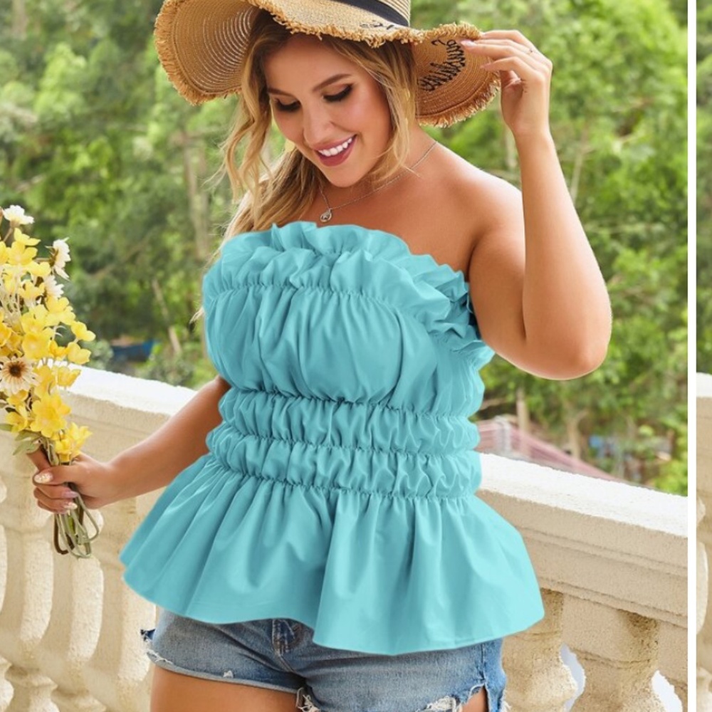 Ruffle ruched tube top